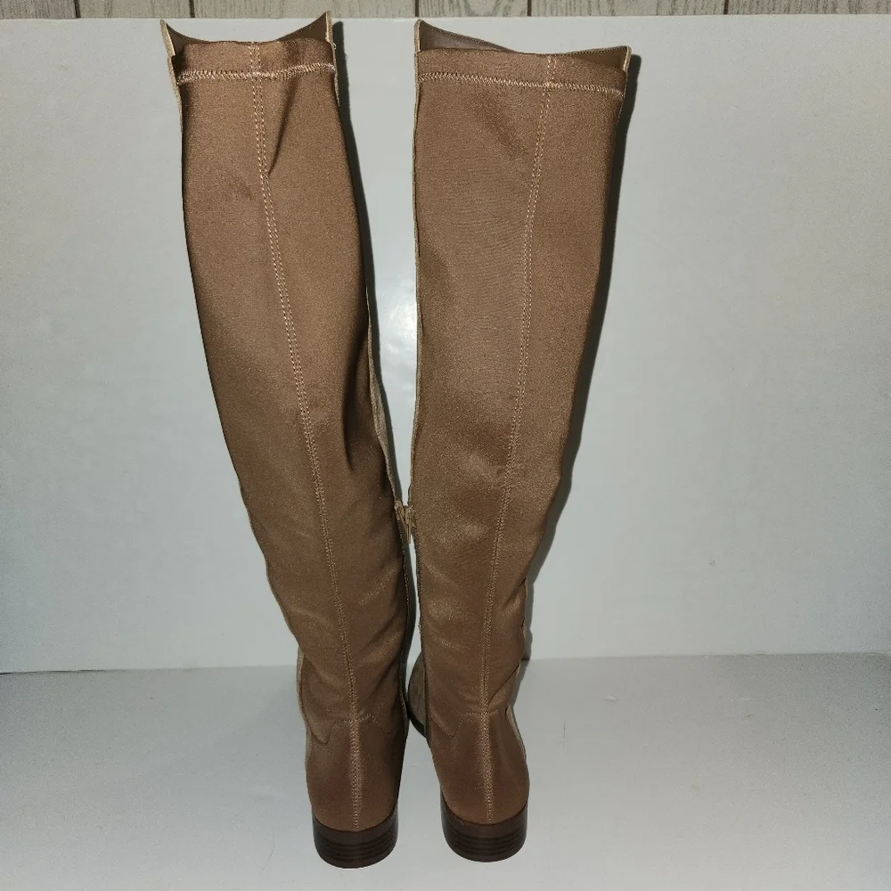 J.Crew Factory Sueded Knee High Boots with Stretch, Camel, Size 7